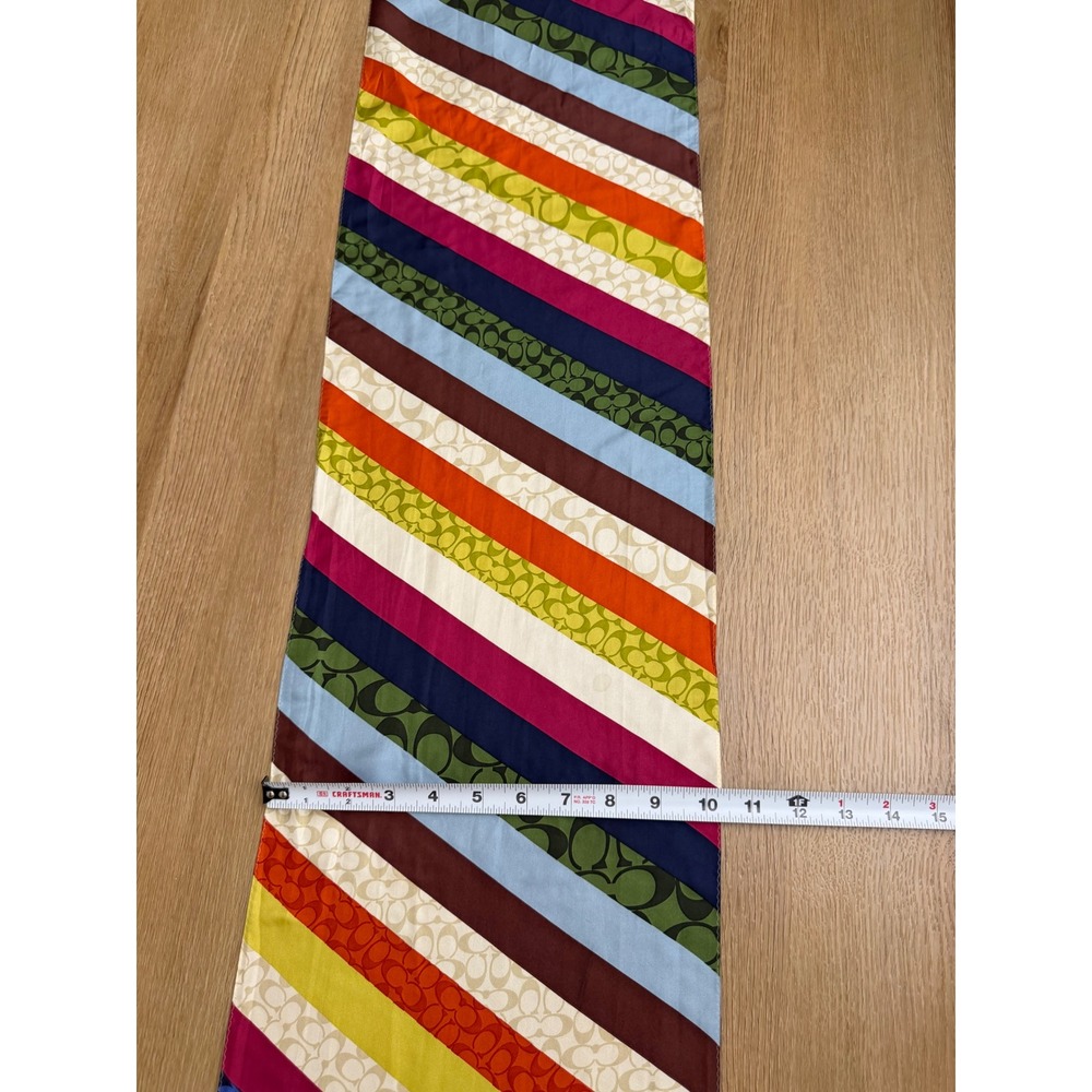 Coach Multi Color Legacy Signature C Logo Silk Oblong Scarf Long striped - Picture 7 of 8